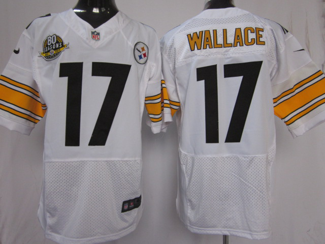 Nike Pittsburgh Steelers #17 Mike Wallace White Elite Nike NFL Jerseys W 80 Anniversary Patch Cheap