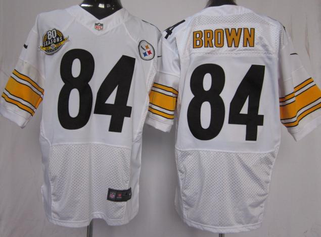 Nike Pittsburgh Steelers #84 Brown White Elite Nike NFL Jerseys with 80 Anniversary Patch Cheap