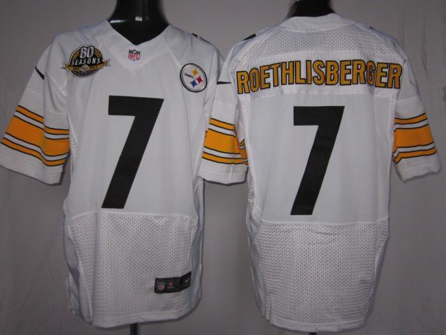 Nike Pittsburgh Steelers #7 Ben Roethlisberger White Elite Nike NFL Jerseys W 80 Anniversary Patch Cheap