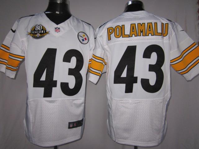 Nike Pittsburgh Steelers #43 Polamalu White Elite Nike NFL Jerseys W 80 Anniversary Patch Cheap