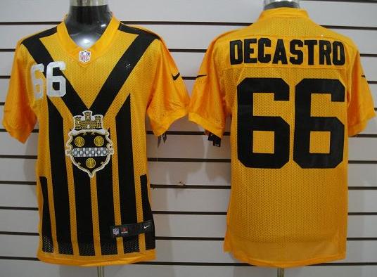 Nike Pittsburgh Steelers #66 DeCastro Yellow Nike 1933s Throwback Elite Jerseys Cheap