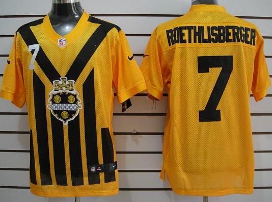 Nike Pittsburgh Steelers #7 Ben Roethlisberger Yellow Nike 1933s Throwback Elite Jerseys Cheap