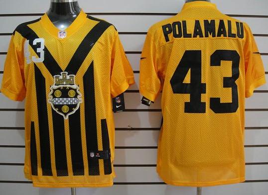 Nike Pittsburgh Steelers #43 Polamalu Yellow Nike 1933s Throwback Elite Jerseys Cheap