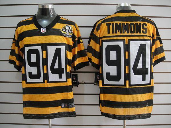 Nike Pittsburgh Steelers #94 Lawrence Timmons Yellow-Black 80th Throwback Jerseys