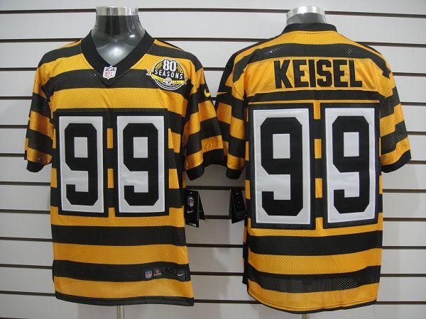 Nike Pittsburgh Steelers #99 Keisel Yellow-Black 80th Throwback Jerseys