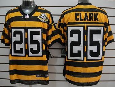 Nike Pittsburgh Steelers #25 Clark Yellow-Black 80th Throwback Jerseys