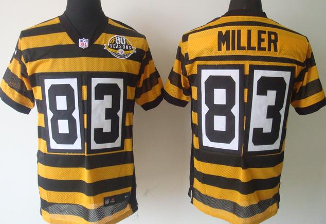 Nike Pittsburgh Steelers #83 Miller Yellow-Black 80th Throwback Jerseys