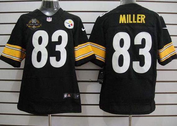 Nike Pittsburgh Steelers #83 Miller Black Elite Nike NFL Jerseys with 80 Anniversary Patch Cheap