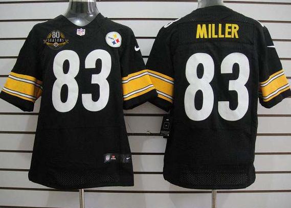 Nike Pittsburgh Steelers #83 Miller Black Elite Jerseys with 80 Anniversary Patch