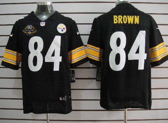 Nike Pittsburgh Steelers #84 Brown Black Elite Nike NFL Jerseys with 80 Anniversary Patch Cheap