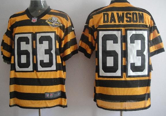 Nike Pittsburgh Steelers #63 Dawson Yellow-Black 80th Throwback Jerseys