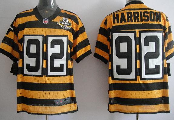 Nike Pittsburgh Steelers #92 James Harrison Yellow-Black 80th Throwback Nike NFL Jerseys Cheap