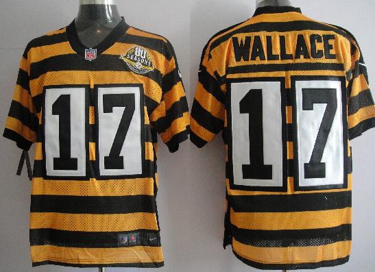 Nike Pittsburgh Steelers #17 Mike Wallace Yellow-Black 80th Throwback Jerseys