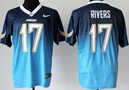 Nike San Diego Chargers 17 Philip Rivers Blue Elite Drift Fashion II NFL Jerseys Cheap