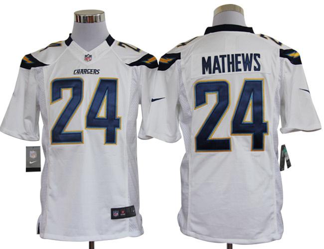 Nike San Diego Chargers 24# Ryan Mathews White Game LIMITED NFL Jerseys Cheap