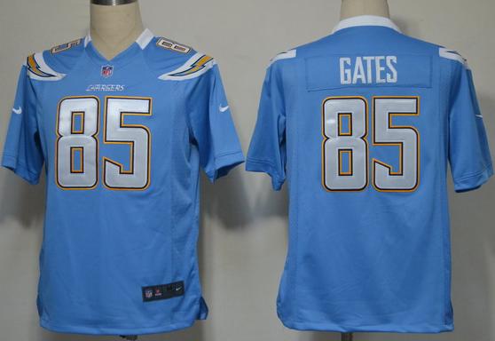 Nike San Diego Chargers 85# Antonio Gates Light Blue Game Nike NFL Jerseys Cheap