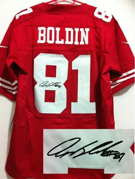 Nike San Francisco 49ers 81 Anquan Boldin Red Signed Elite NFL Jerseys Cheap