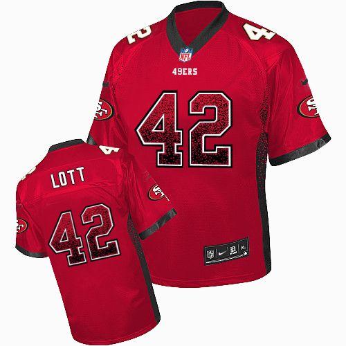 Nike San Francisco 49ers 42 Ronnie Lott Red Drift Fashion Elite NFL Jerseys Cheap