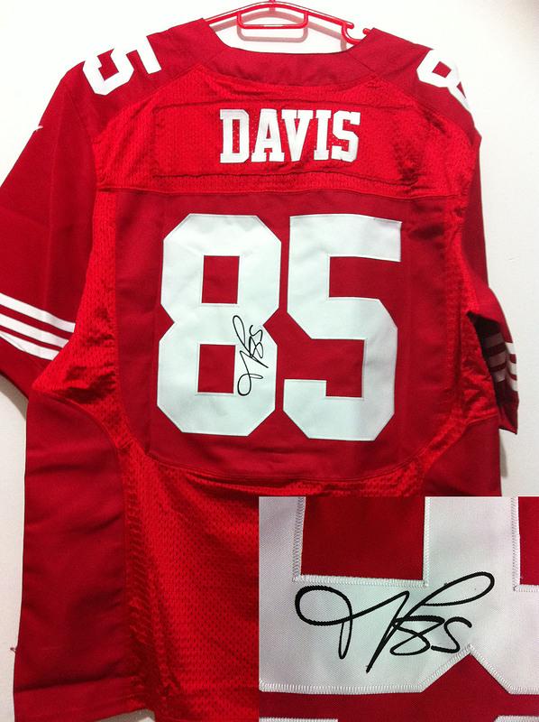 Nike San Francisco 49ers 85 Vernon Davis Red Signed Elite NFL Jerseys Cheap