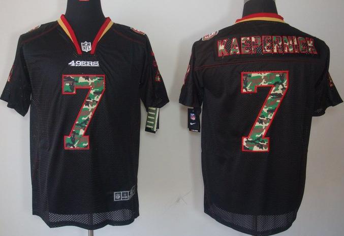 Nike San Francisco 49ers 7 Colin Kaepernick Black Camo Fashion Elite NFL Jerseys Camo Number Cheap