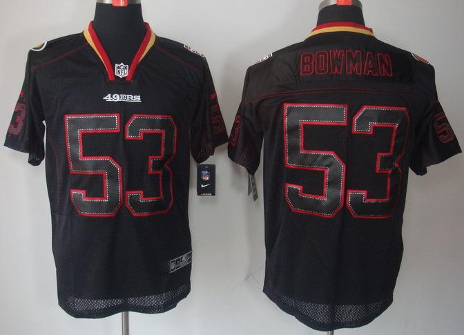 Nike San Francisco 49ers #53 NaVorro Bowman Lights Out Black Elite NFL Jerseys Cheap