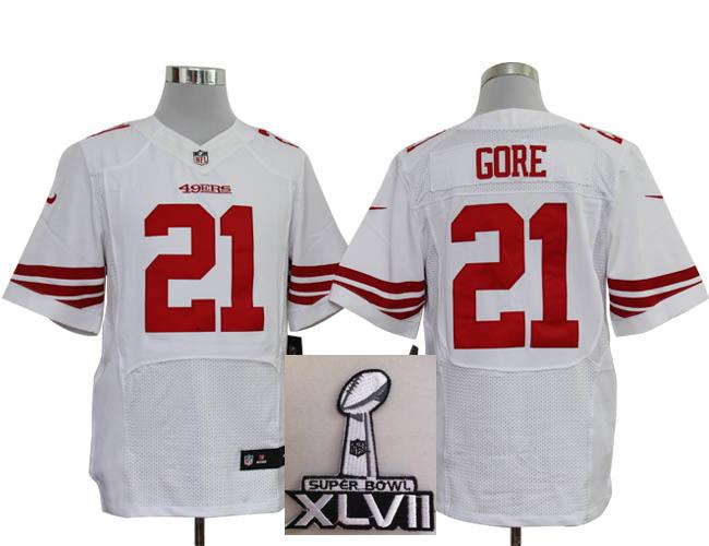 Nike San Francisco 49ers 21 Frank Gore Elite White 2013 Super Bowl NFL Jersey Cheap