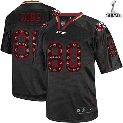 Nike San Francisco 49ers 80 Jerry Rice Elite New Lights Out Black 2013 Super Bowl NFL Jersey Cheap