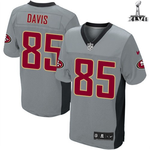Nike San Francisco 49ers 85 Vernon Davis Elite Grey Shadow 2013 Super Bowl NFL Jersey Cheap