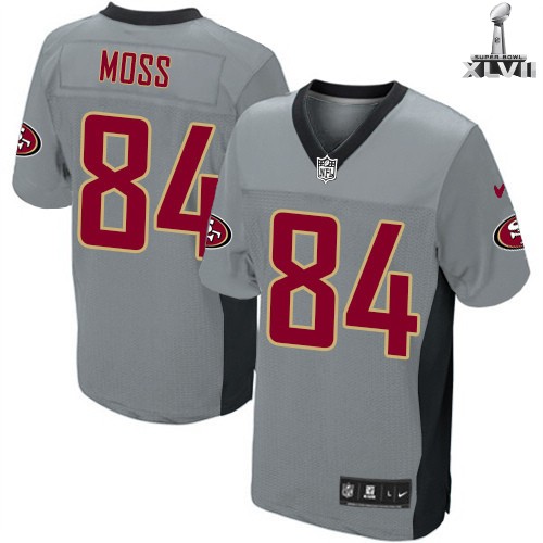 Nike San Francisco 49ers 84 Randy Moss Elite Grey Shadow 2013 Super Bowl NFL Jersey Cheap
