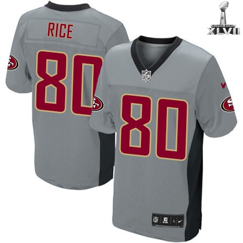 Nike San Francisco 49ers 80 Jerry Rice Elite Grey Shadow 2013 Super Bowl NFL Jersey Cheap
