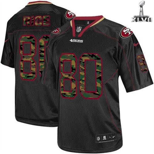 Nike San Francisco 49ers 80 Jerry Rice Elite Black Camo 2013 Super Bowl NFL Jersey Cheap