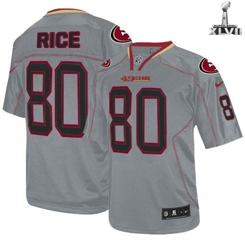 Nike San Francisco 49ers 80 Jerry Rice Lights Out Grey 2013 Super Bowl NFL Jersey Cheap