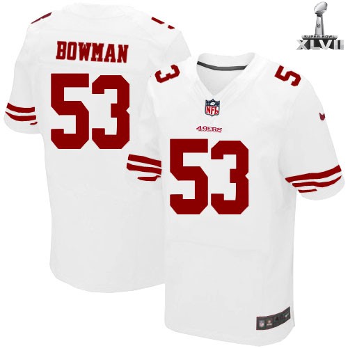Nike San Francisco 49ers 53 Navorro Bowman Elite White 2013 Super Bowl NFL Jersey Cheap