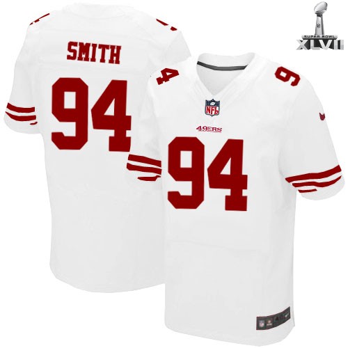 Nike San Francisco 49ers 94 Justin Smith Elite White 2013 Super Bowl NFL Jersey Cheap