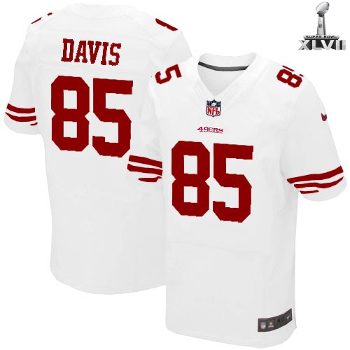 Nike San Francisco 49ers 85 Vernon Davis Elite White 2013 Super Bowl NFL Jersey Cheap