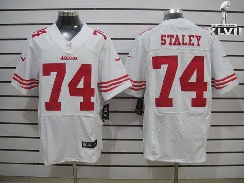 Nike San Francisco 49ers 74 Joe Staley Elite White 2013 Super Bowl NFL Jersey Cheap