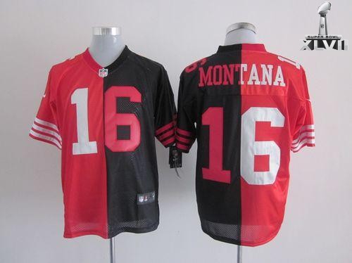 Nike San Francisco 49ers 16 Joe Montana Elite Black Red Two Tone 2013 Super Bowl NFL Jersey Cheap