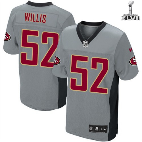 Nike San Francisco 49ers 52 Patrick Willis Elite Grey Shadow 2013 Super Bowl NFL Jersey Cheap