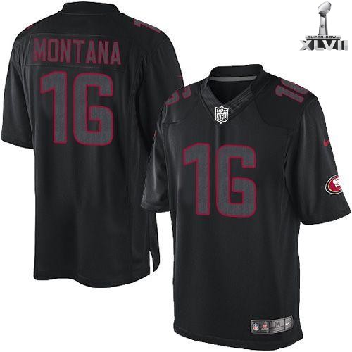 Nike San Francisco 49ers 16 Joe Montana Limited Impact Black 2013 Super Bowl NFL Jersey Cheap