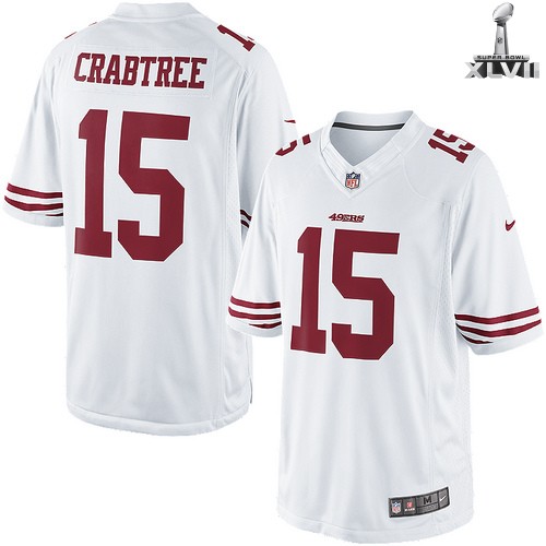 Nike San Francisco 49ers 15 Michael Crabtree Limited White 2013 Super Bowl NFL Jersey Cheap