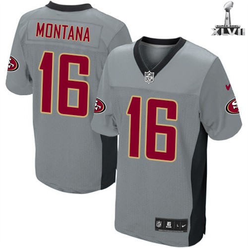 Nike San Francisco 49ers 16 Joe Montana Elite Grey Shadow 2013 Super Bowl NFL Jersey Cheap