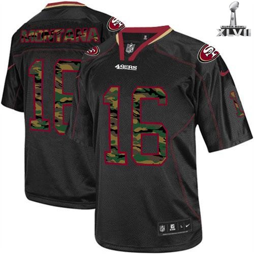 Nike San Francisco 49ers 16 Joe Montana Elite Black Camo 2013 Super Bowl NFL Jersey Cheap