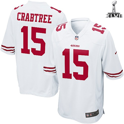 Nike San Francisco 49ers 15 Michael Crabtree Game White 2013 Super Bowl NFL Jersey Cheap