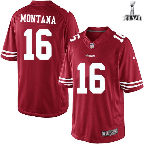 Nike San Francisco 49ers 16 Joe Montana Limited Red 2013 Super Bowl NFL Jersey Cheap