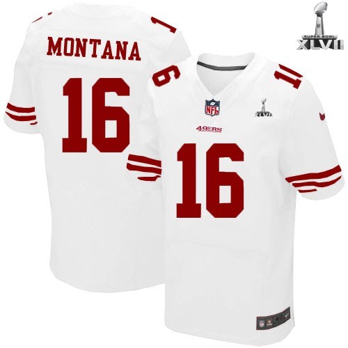 Nike San Francisco 49ers 16 Joe Montana Elite White 2013 Super Bowl NFL Jersey Cheap