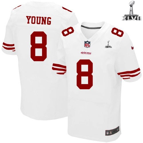 Nike San Francisco 49ers 8 Steve Young Elite White 2013 Super Bowl NFL Jersey Cheap