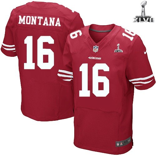 Nike San Francisco 49ers 16 Joe Montana Elite Red 2013 Super Bowl NFL Jersey Cheap