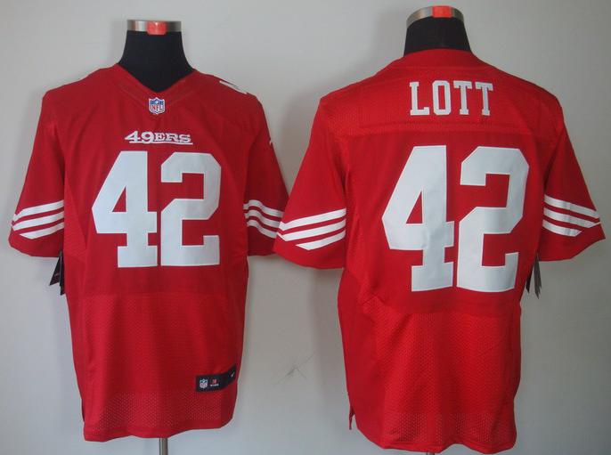 Nike San Francisco 49ers 42 Ronnie Lott Red Elite NFL Jerseys Cheap