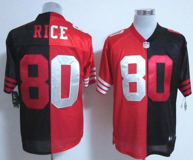 Nike San Francisco 49ers 80 Jerry Rice Black-Red Split Elite NFL Jerseys Cheap