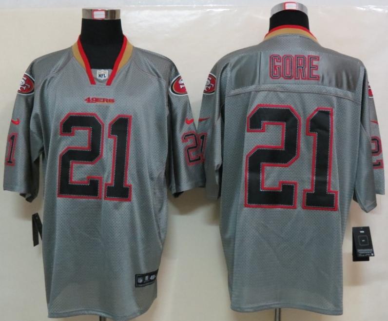Nike San Francisco 49ers #21 Frank Gore Grey Lights Out Elite NFL Jerseys Cheap